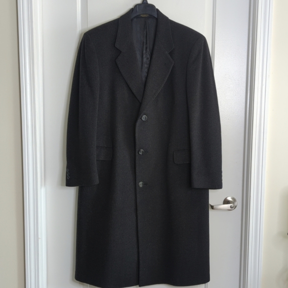 DiSilver Cashmere Blend Italian Overcoat Winter Trench Coat Black Men’s 42R - Picture 4 of 15